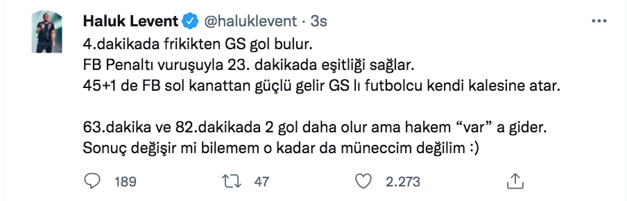 haluk levent ten fenerbahce galatasaray derbi tahmini